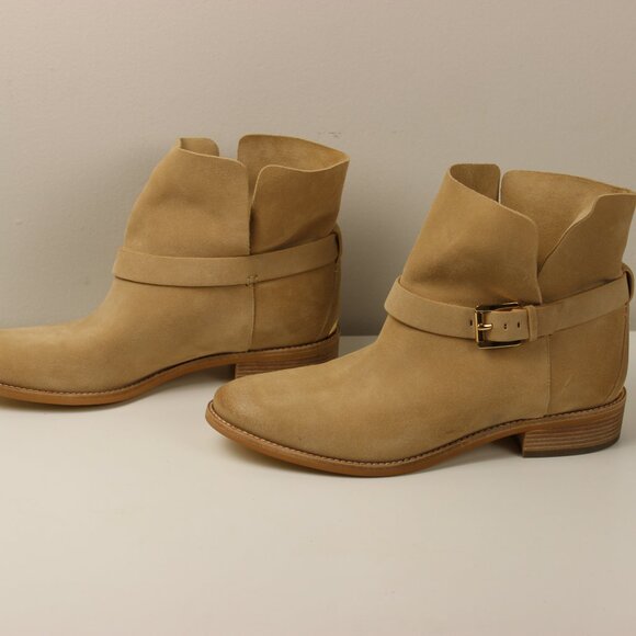 Michael Kors The Jet Set 6 Walton Bone Tan Suede Leather Ankle Boots Size 10 - Picture 3 of 9